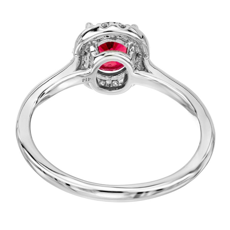 GIA Certified 1.01 Carat Red Spinel Diamond Halo White Gold Engagement Ring – image 6