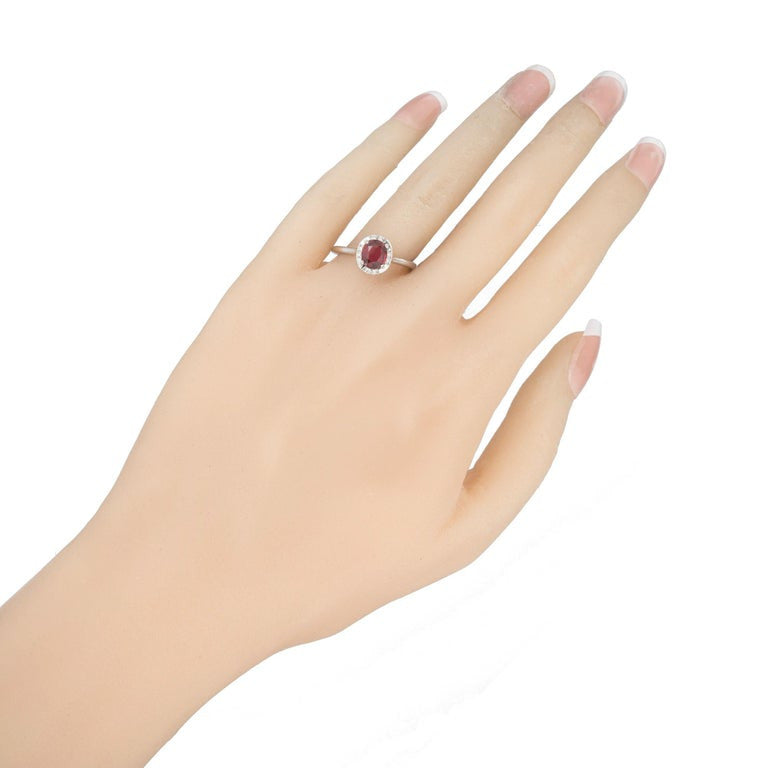 GIA Certified 1.01 Carat Red Spinel Diamond Halo White Gold Engagement Ring – image 10