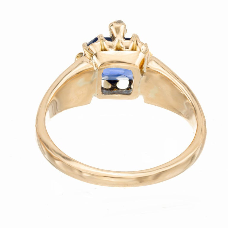 GIA Certified 1.57 Carat Blue Octagonal Sapphire Diamond Gold Engagement Ring – image 5