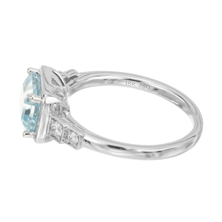 Peter Suchy 1.52 Carat Rectangular Aquamarine Diamond White Gold Engagement Ring – image 4