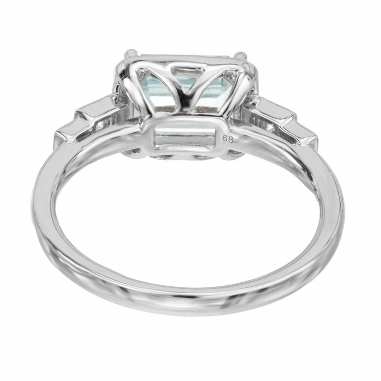 Peter Suchy 1.52 Carat Rectangular Aquamarine Diamond White Gold Engagement Ring – image 5