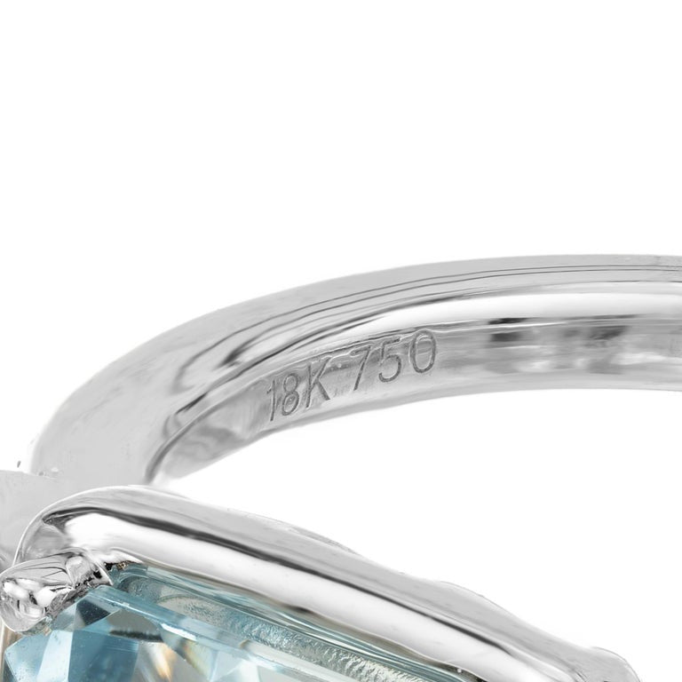 Peter Suchy 1.52 Carat Rectangular Aquamarine Diamond White Gold Engagement Ring – image 6