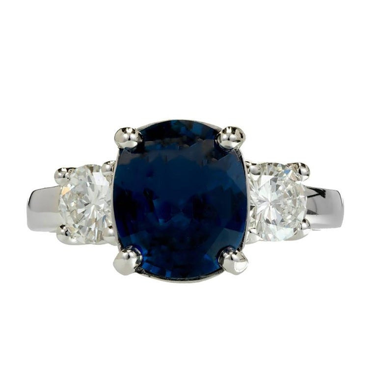 Peter Suchy GIA 3.24 Carat Sapphire Diamond Three-Stone Engagement Ring – image 2