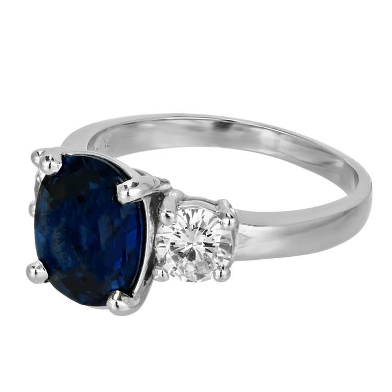 Peter Suchy GIA 3.24 Carat Sapphire Diamond Three-Stone Engagement Ring – image 4