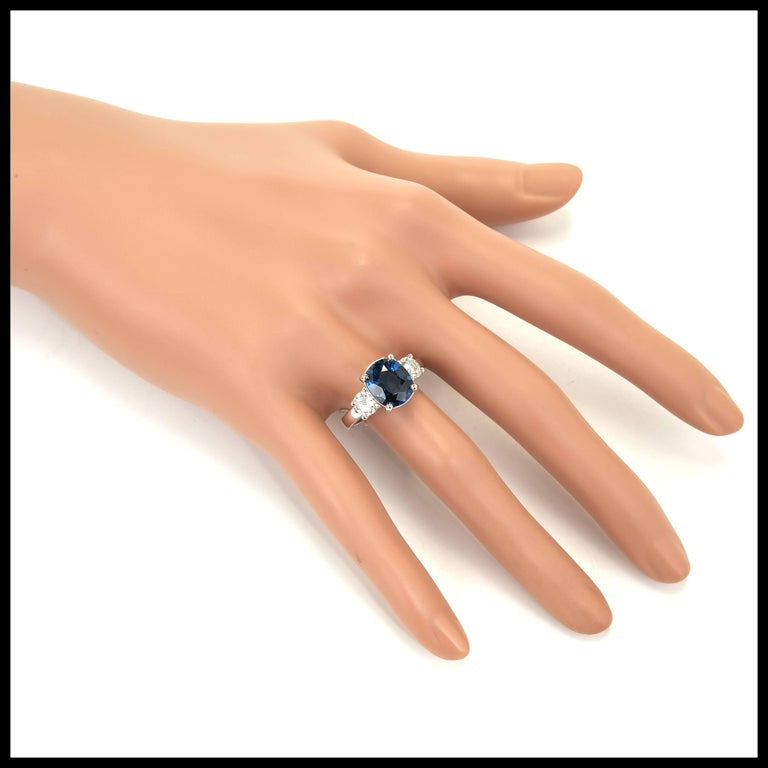 Peter Suchy GIA 3.24 Carat Sapphire Diamond Three-Stone Engagement Ring – image 6