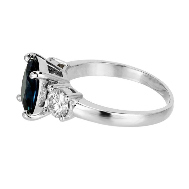 Peter Suchy GIA 3.24 Carat Sapphire Diamond Three-Stone Engagement Ring – image 7
