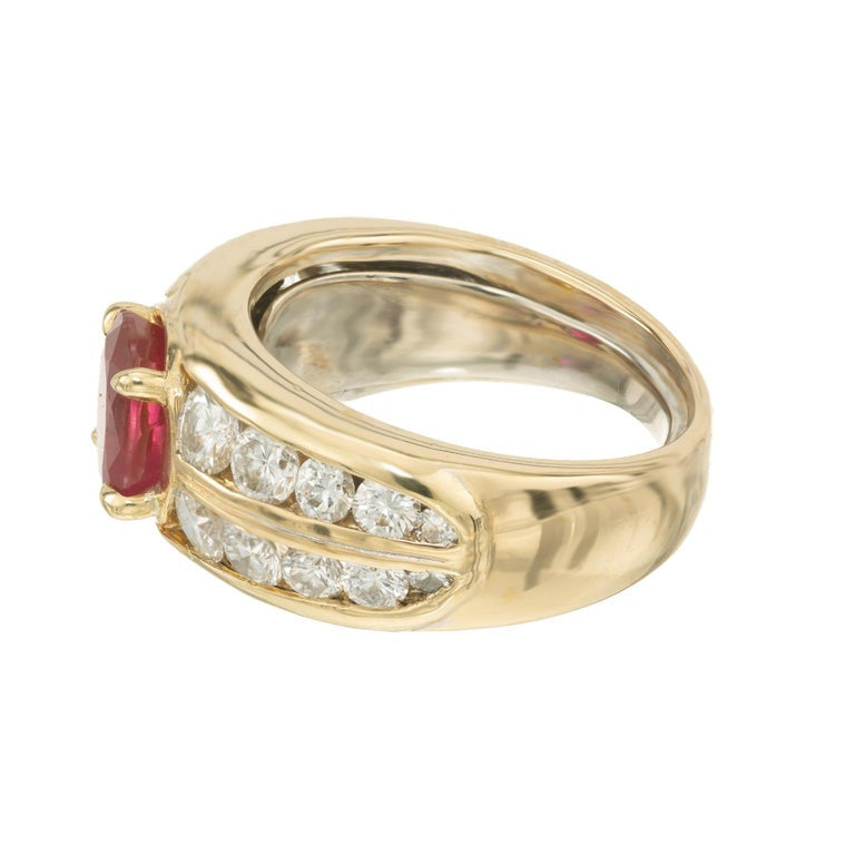 AGL Certified 1.65 Carat Oval Ruby Diamond Gold Engagement Ring – image 5