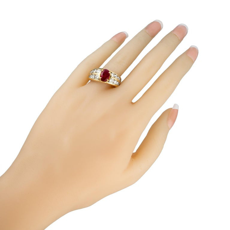 AGL Certified 1.65 Carat Oval Ruby Diamond Gold Engagement Ring – image 8