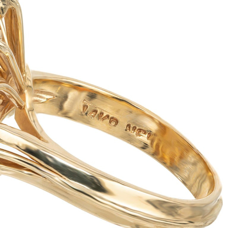 7.50 Carat Australian Oval Opal Diamond Halo Yellow Gold Cocktail Ring – image 6