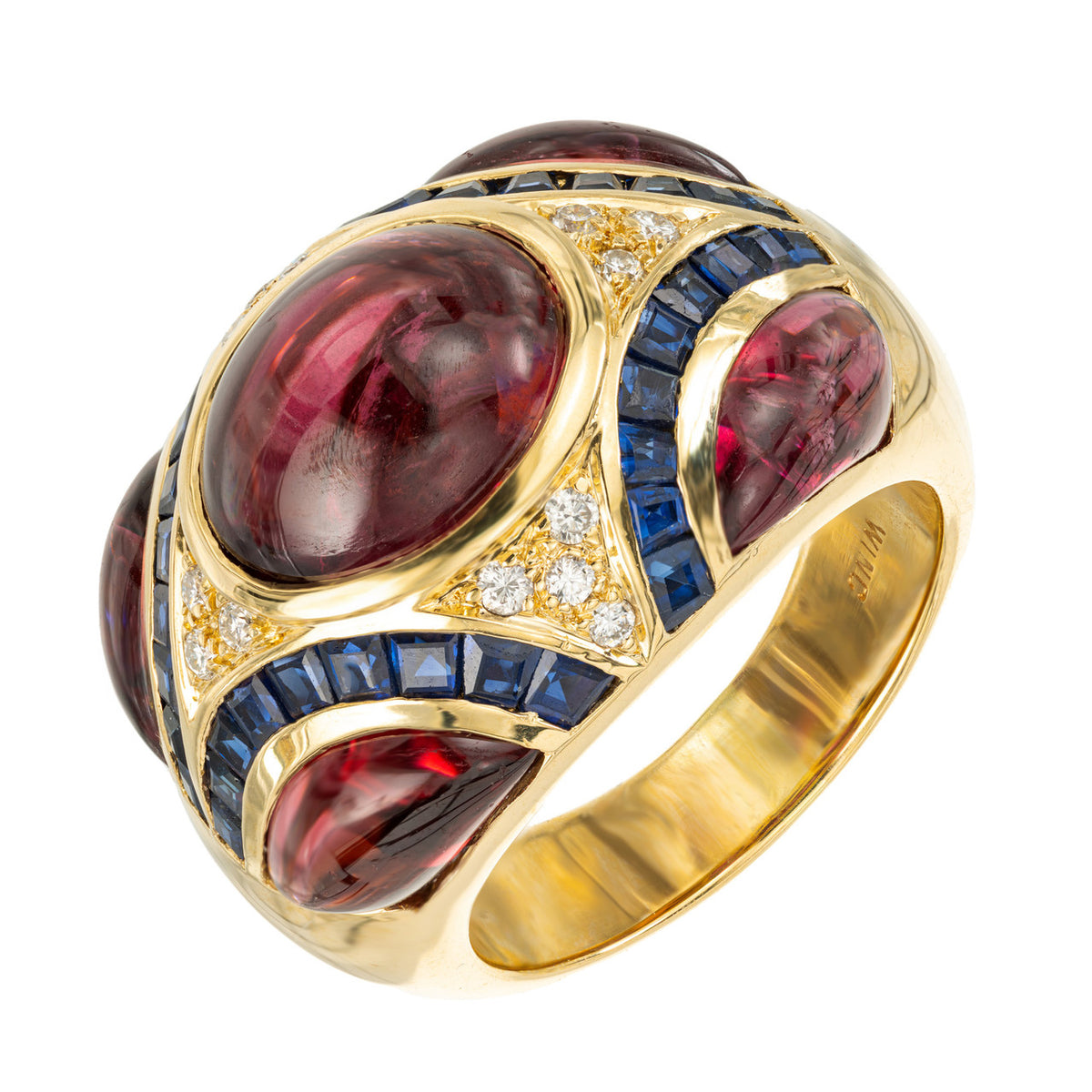 10.25 Carat Garnet Sapphire Diamond Yellow Gold Ring – image 3