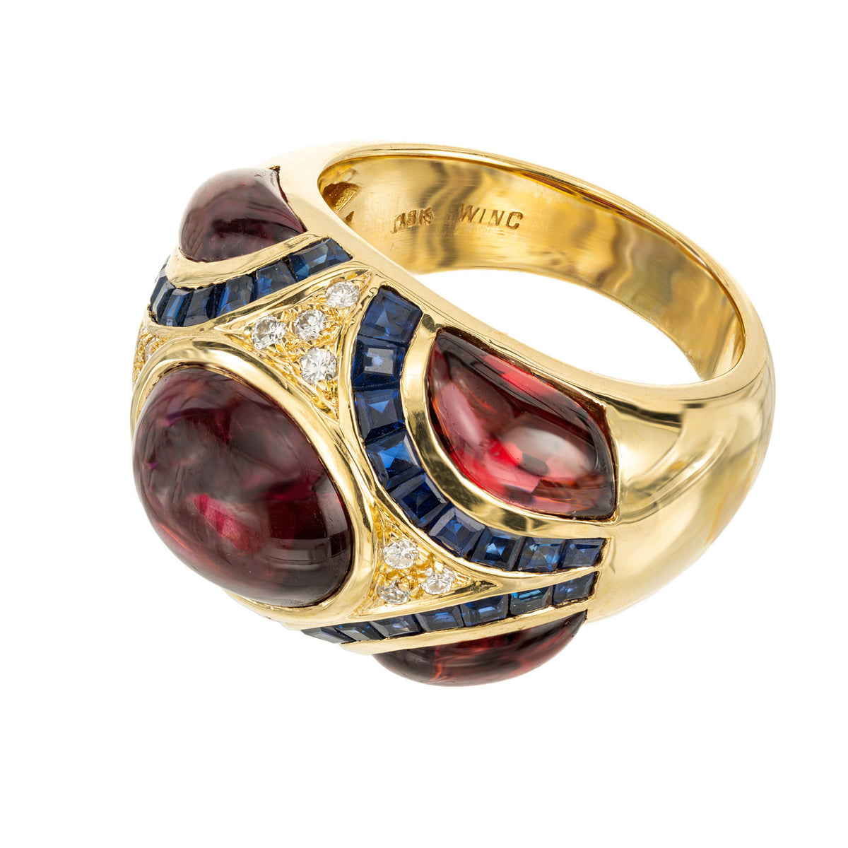 10.25 Carat Garnet Sapphire Diamond Yellow Gold Ring – image 2