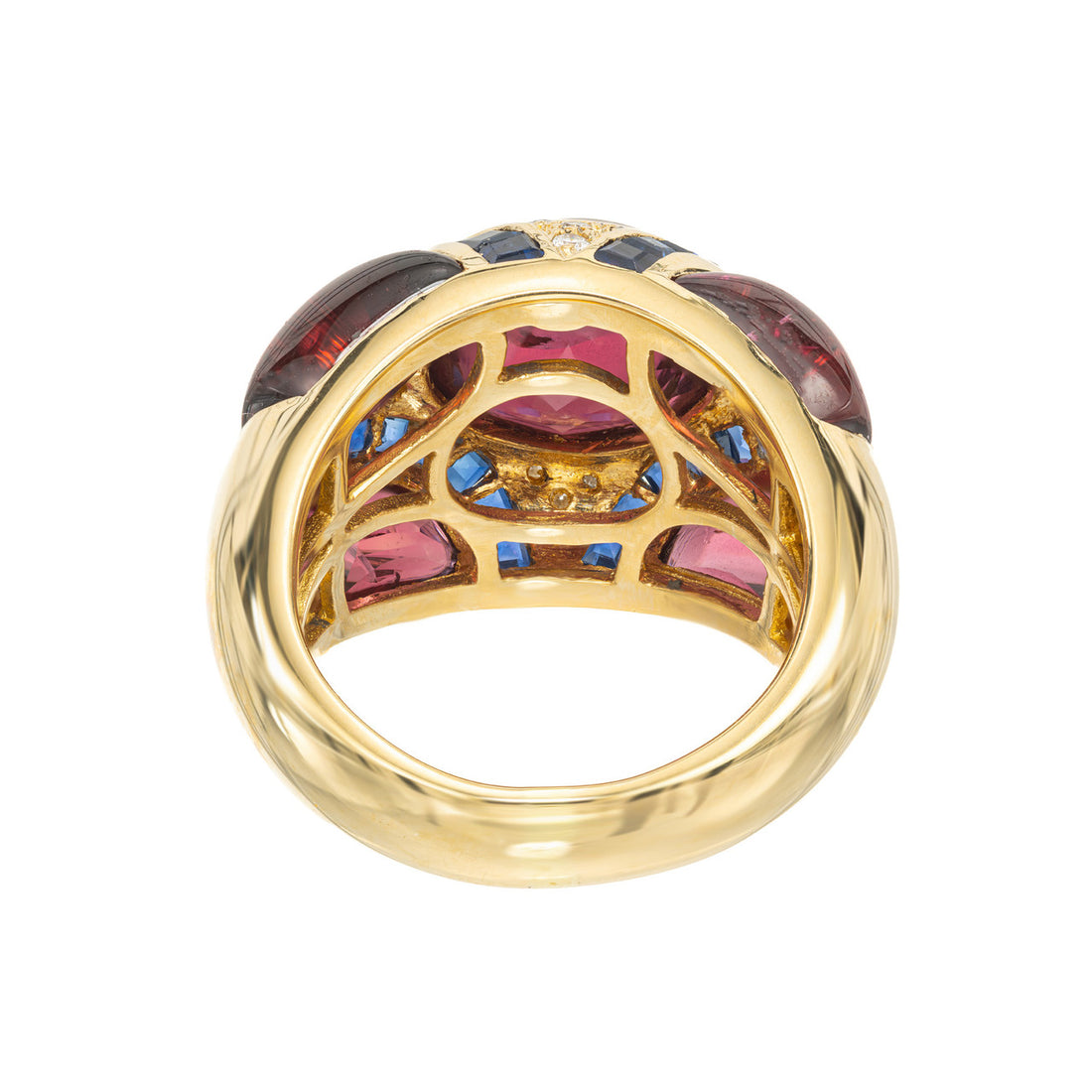10.25 Carat Garnet Sapphire Diamond Yellow Gold Ring – image 7