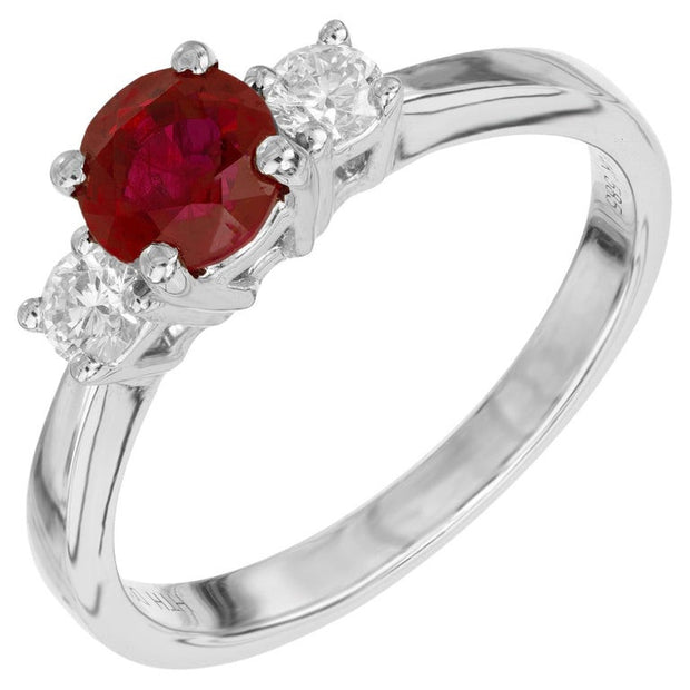 Peter Suchy GIA Certified 1.03 Carat Ruby Diamond White Gold Engagement Ring