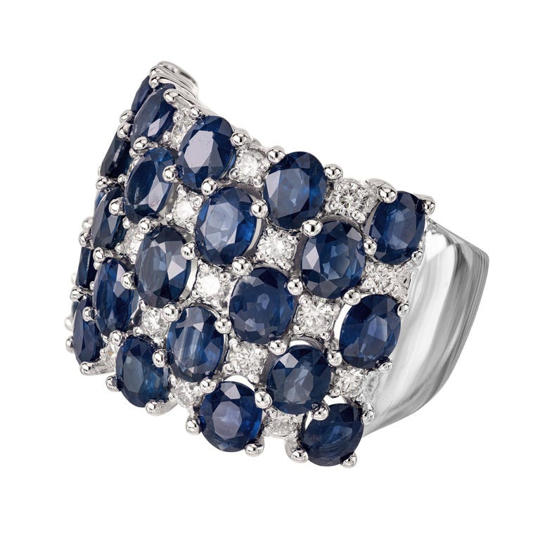 5.75 Carat Sapphire Diamond White Gold Extra Wide Band Ring – image 3
