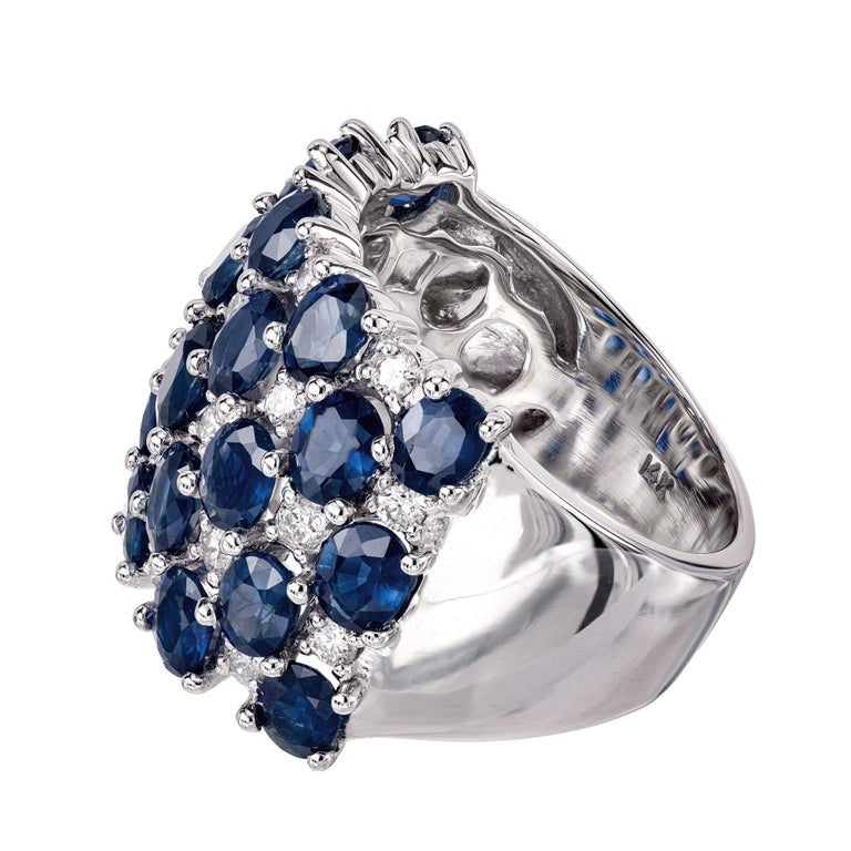 5.75 Carat Sapphire Diamond White Gold Extra Wide Band Ring – image 4