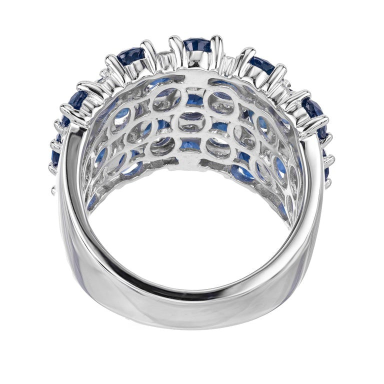 5.75 Carat Sapphire Diamond White Gold Extra Wide Band Ring – image 5