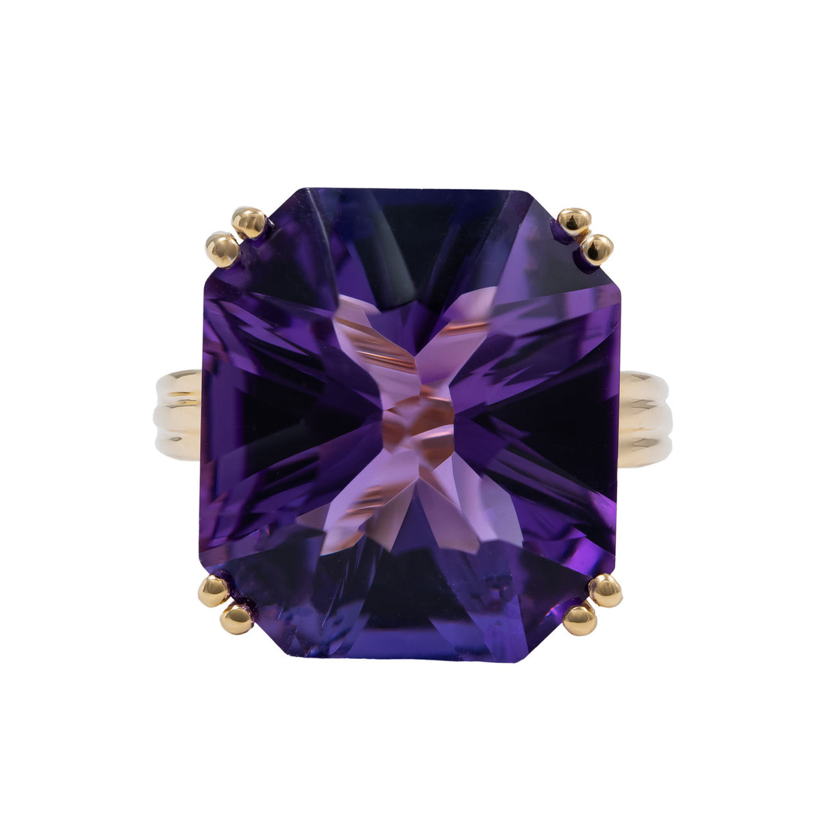 22 Carat Amethyst Diamond Two Tone Gold Ring