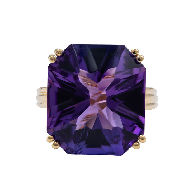 22 Carat Amethyst Diamond Two Tone Gold Ring