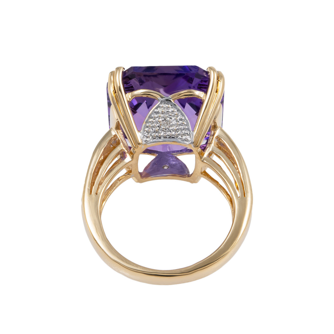 22 Carat Amethyst Diamond Two Tone Gold Ring – image 4