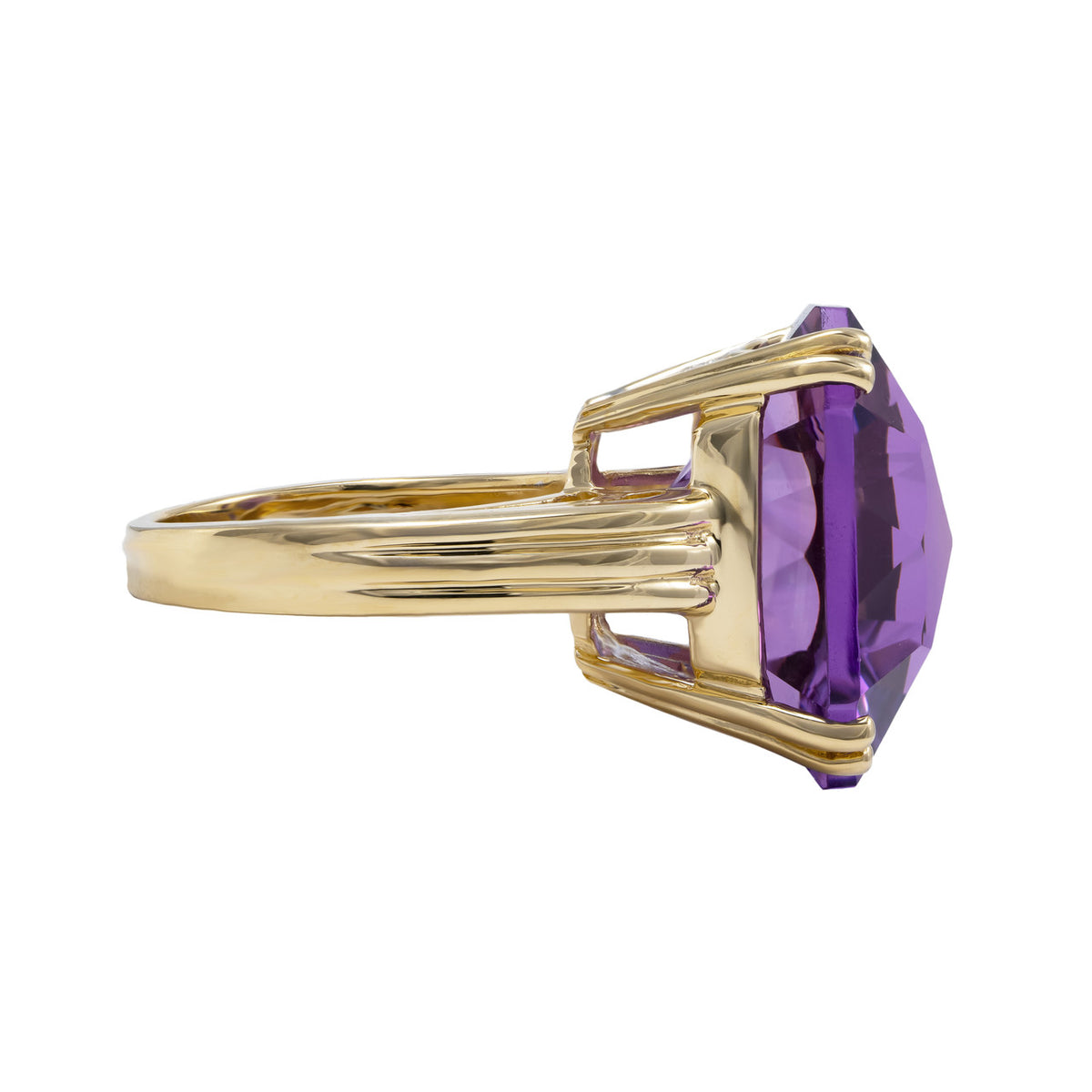 22 Carat Amethyst Diamond Two Tone Gold Ring – image 5
