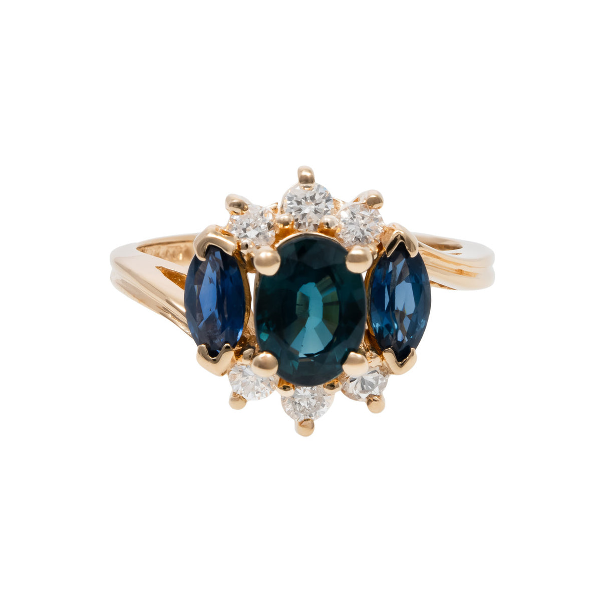 1.10 Carat Sapphire Diamond Yellow Gold Ring