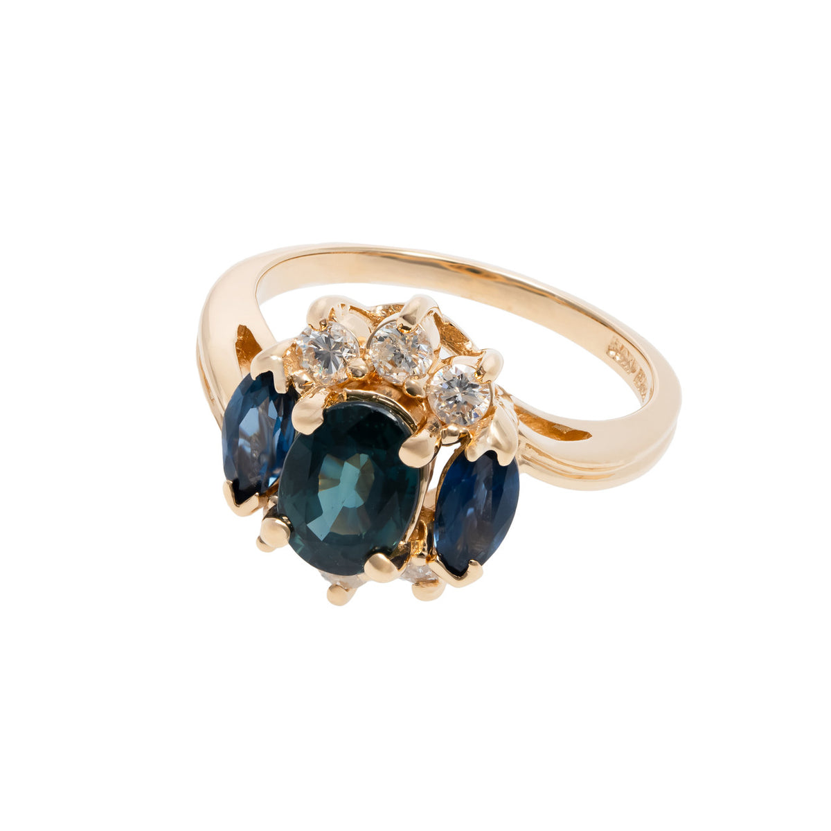 1.10 Carat Sapphire Diamond Yellow Gold Ring – image 2