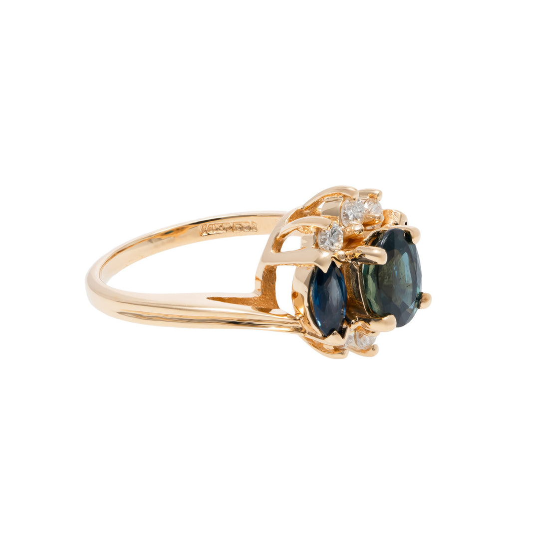 1.10 Carat Sapphire Diamond Yellow Gold Ring – image 3