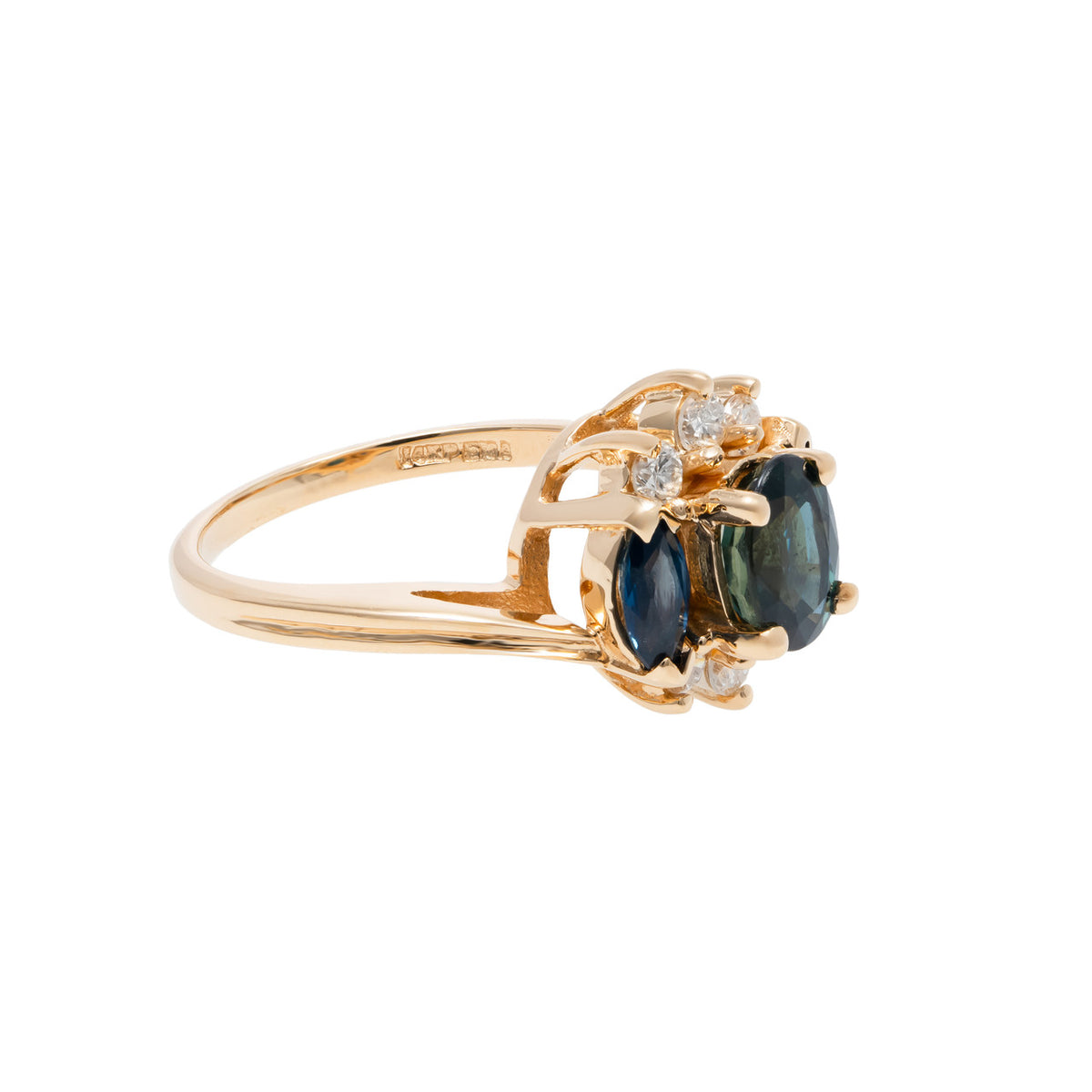 1.10 Carat Sapphire Diamond Yellow Gold Ring – image 3