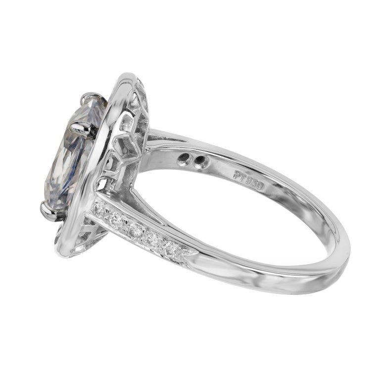 Peter Suchy GIA 3.73 Carat White Oval Sapphire Diamond Platinum Engagement Ring – image 5