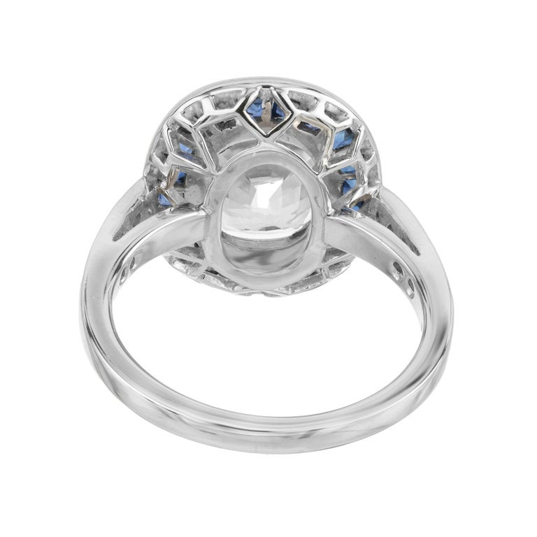 Peter Suchy GIA 3.73 Carat White Oval Sapphire Diamond Platinum Engagement Ring – image 6