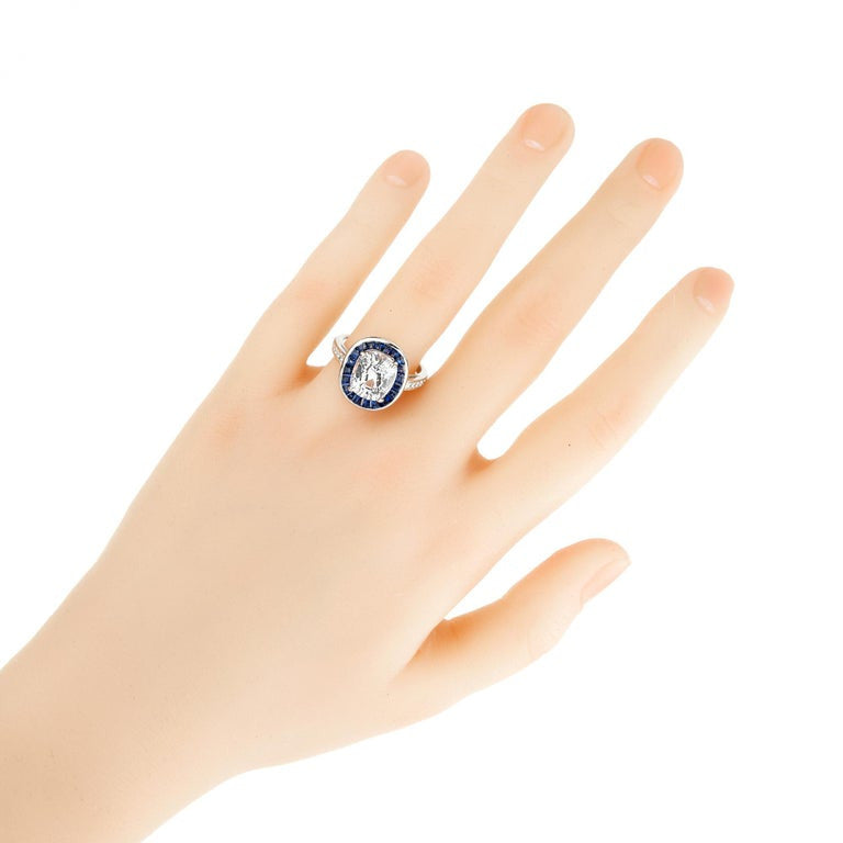 Peter Suchy GIA 3.73 Carat White Oval Sapphire Diamond Platinum Engagement Ring – image 8