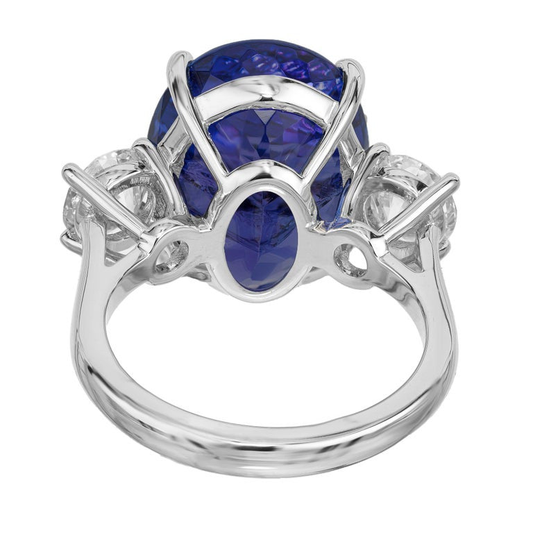 Peter Suchy GIA 14.07 Carat Tanzanite Diamond Three Stone Platinum Ring – image 8