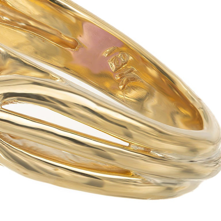 23.50 Carat Oval Amethyst Diamond Yellow Gold Cocktail Ring – image 6