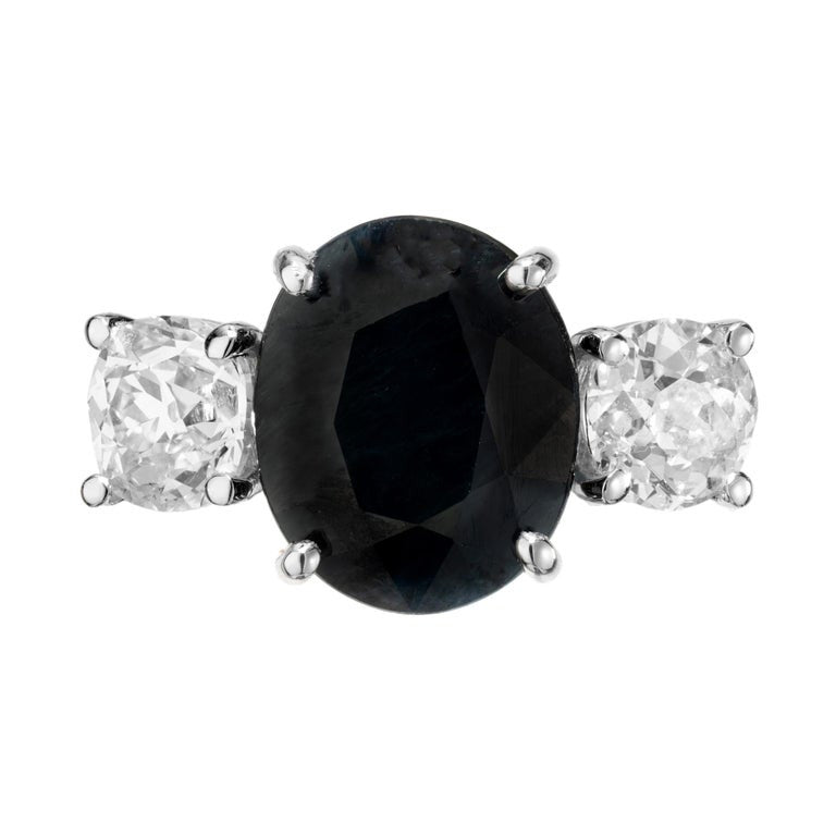 Peter Suchy GIA Certified 5.00 Carat Sapphire Diamond Platinum Engagement Ring – image 2