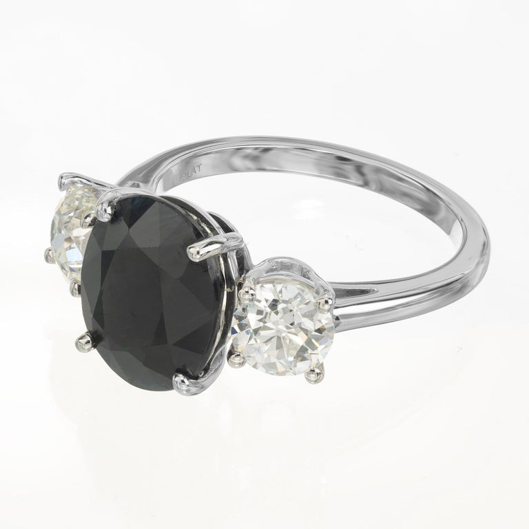 Peter Suchy GIA Certified 5.00 Carat Sapphire Diamond Platinum Engagement Ring – image 4
