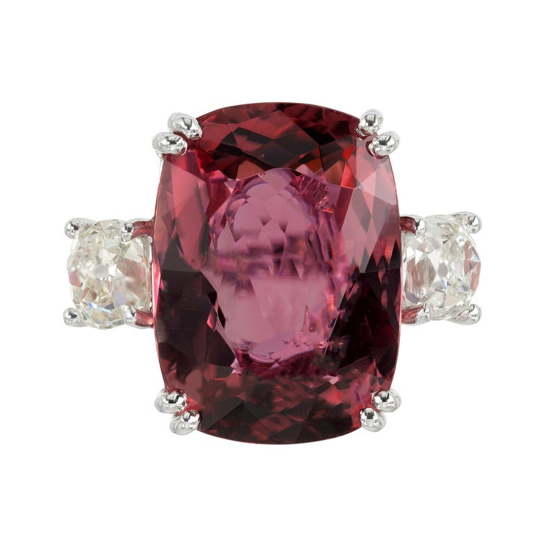 Peter Suchy 10.81 Carat Cushion Tourmaline Diamond Engagememt Platinum Ring – image 2