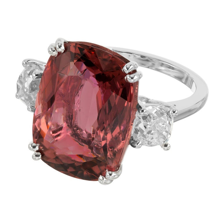 Peter Suchy 10.81 Carat Cushion Tourmaline Diamond Engagememt Platinum Ring – image 3