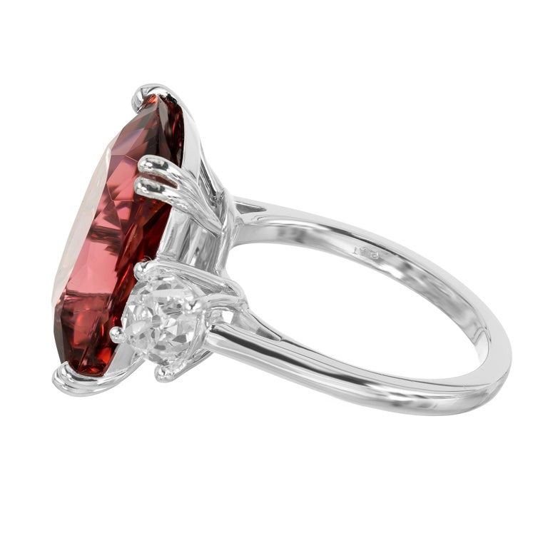 Peter Suchy 10.81 Carat Cushion Tourmaline Diamond Engagememt Platinum Ring – image 4