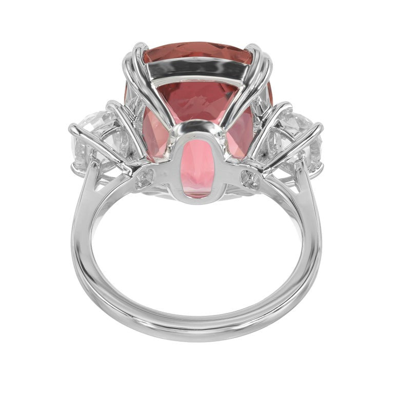 Peter Suchy 10.81 Carat Cushion Tourmaline Diamond Engagememt Platinum Ring – image 5