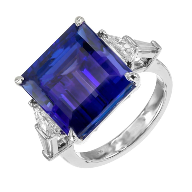 Peter Suchy GIA Certified 13.00 Carat Octagonal Tanzanite Diamond Platinum Ring – image 2