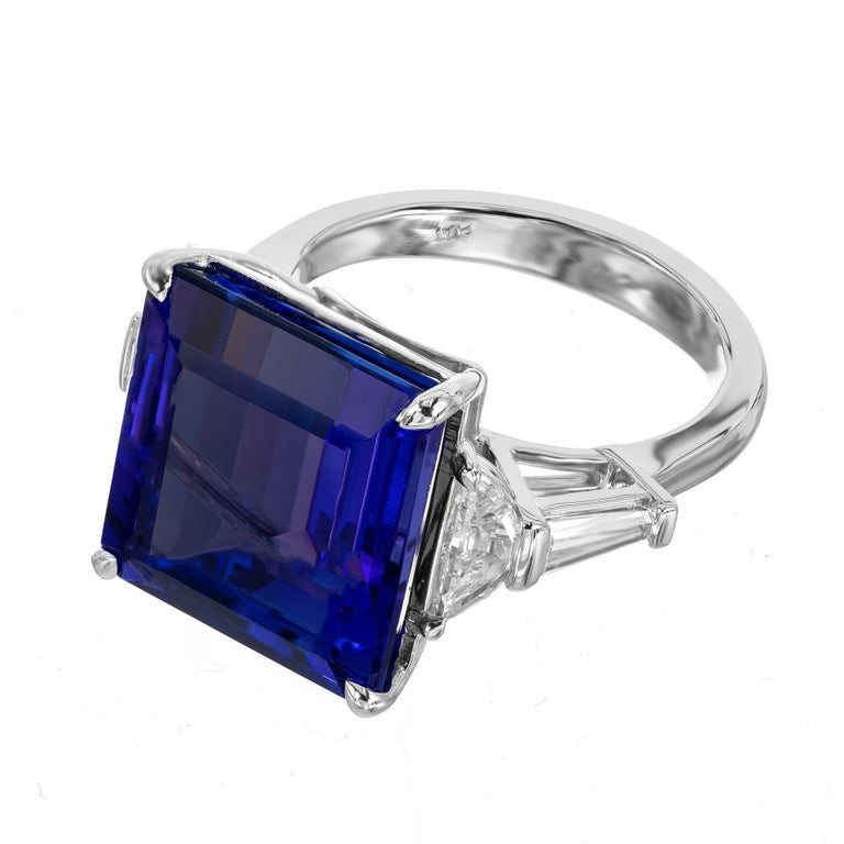 Peter Suchy GIA Certified 13.00 Carat Octagonal Tanzanite Diamond Platinum Ring – image 4