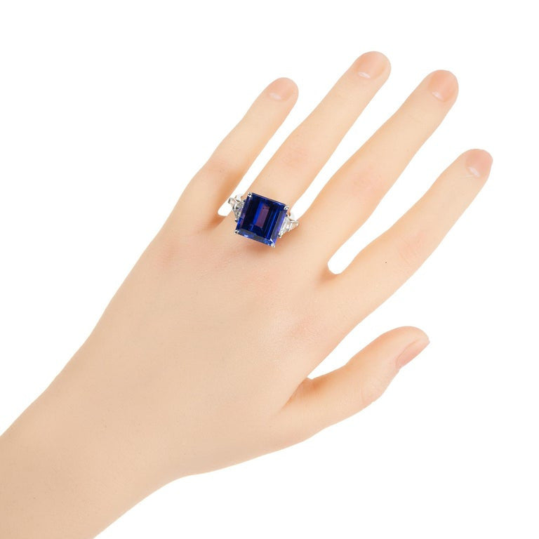 Peter Suchy GIA Certified 13.00 Carat Octagonal Tanzanite Diamond Platinum Ring – image 7