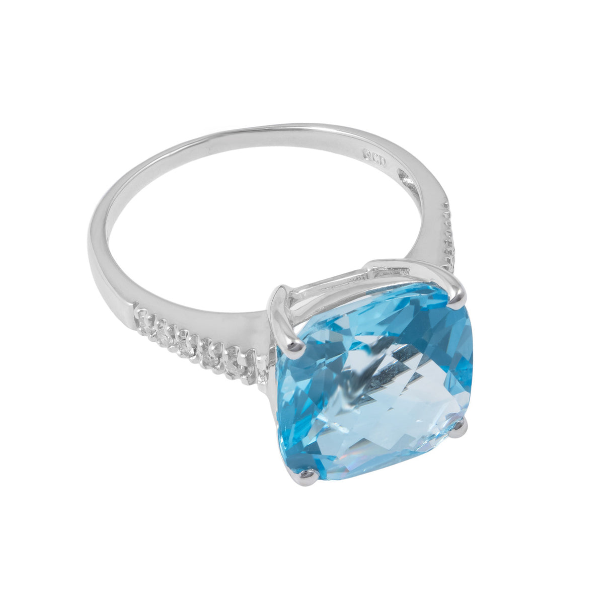 6.00 Carat Blue Topaz Diamond White Gold Ring – image 2