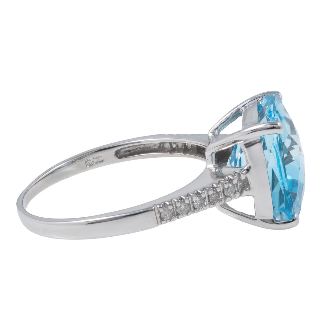 6.00 Carat Blue Topaz Diamond White Gold Ring – image 3