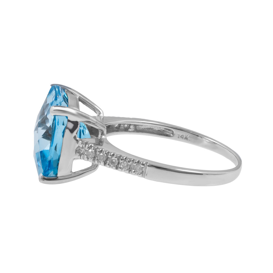 6.00 Carat Blue Topaz Diamond White Gold Ring – image 4