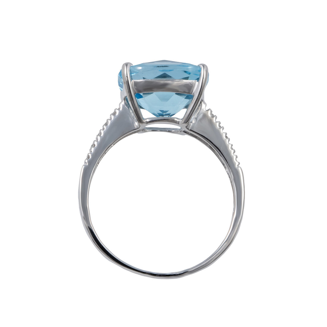 6.00 Carat Blue Topaz Diamond White Gold Ring – image 5