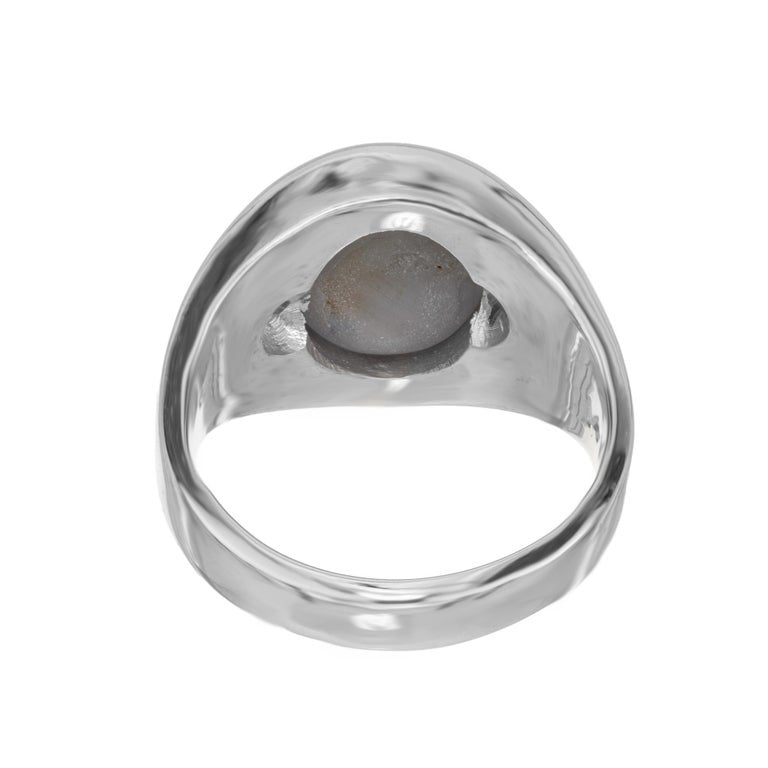 GIA Certified 6.00 Carat Oval Cabochon Star Sapphire Diamond White Gold Ring – image 6