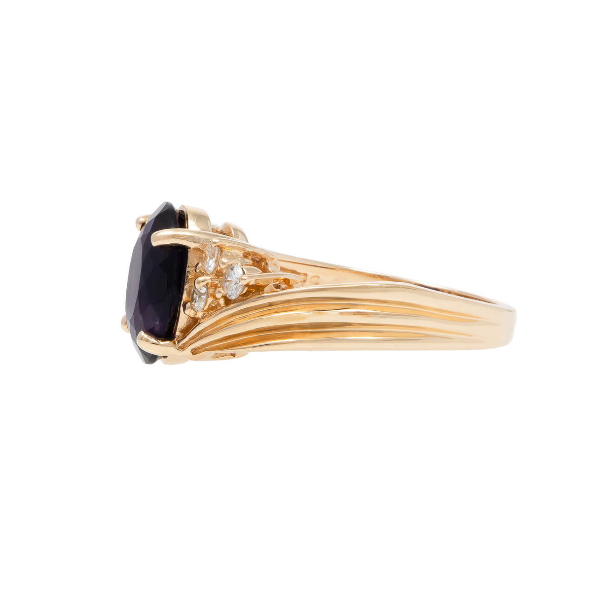 2.00 Carat Amethyst Diamond 14k Yellow Gold Ring – image 3
