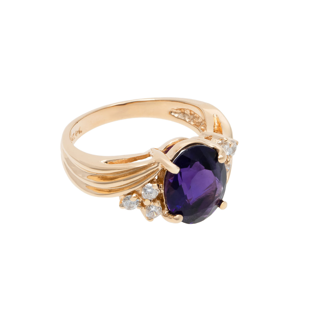 2.00 Carat Amethyst Diamond 14k Yellow Gold Ring – image 4