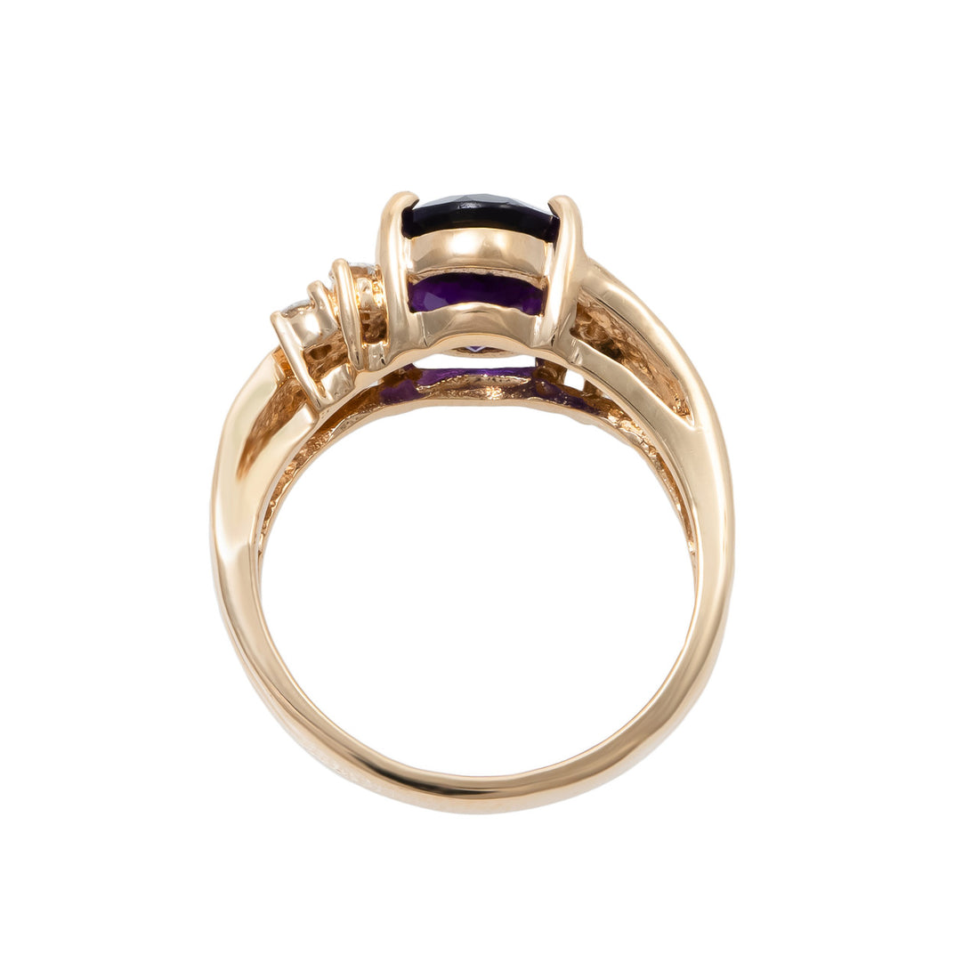 2.00 Carat Amethyst Diamond 14k Yellow Gold Ring – image 5